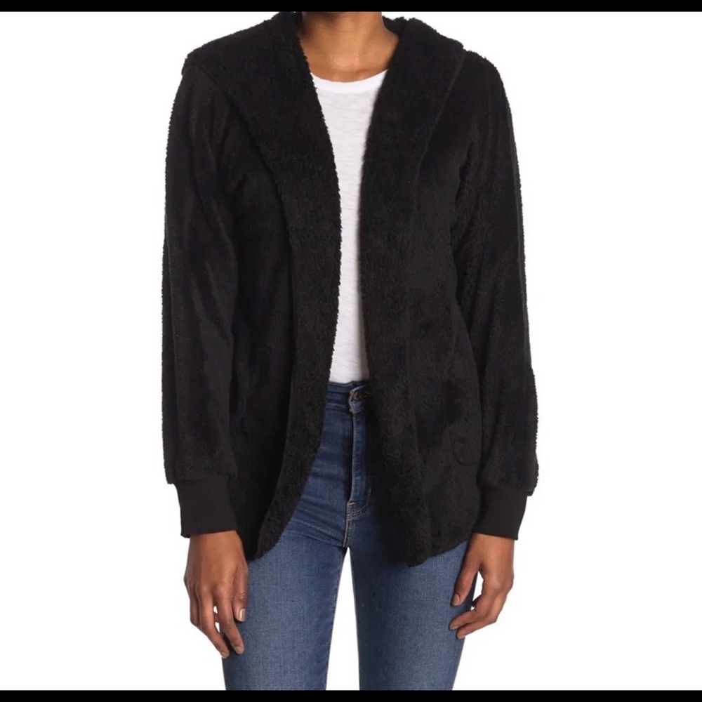 Forgotten Grace Faux Shearling Open Front Cardigan SZ S